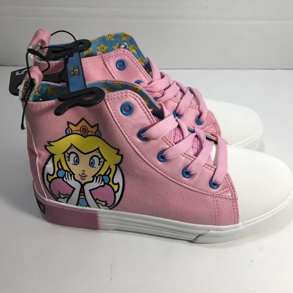 Nintendo Super Mario Princess Peach Pink High Top‎ Sneakers Girls Size 5